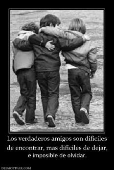 Los verdaderos amigos son dificiles de encontrar, mas difíciles de dejar, e imposible de olvidar.