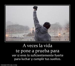 A veces la vida te pone a prueba para   ver si eres lo suficientemente fuerte para luchar y cumplir tus sueños.