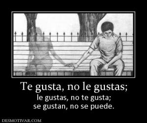 Te gusta, no le gustas; le gustas, no te gusta; se gustan, no se puede.