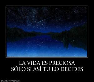 LA VIDA ES PRECIOSA SÓLO SI ASÍ TU LO DECIDES