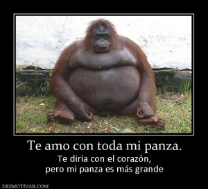 Te amo con toda mi panza. Te diría con el corazón, pero mi panza es más grande