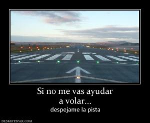 Si no me vas ayudar a volar... despejame la pista