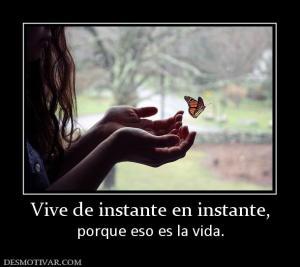 Vive de instante en instante, porque eso es la vida.