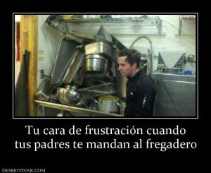 Tu cara de frustración cuando tus padres te mandan al fregadero