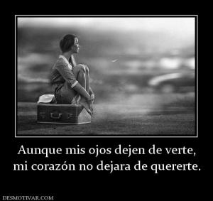Aunque mis ojos dejen de verte, mi corazón no dejara de quererte.