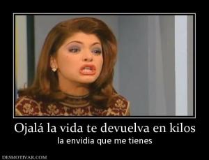 Ojalá la vida te devuelva en kilos la envidia que me tienes