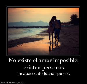 No existe el amor imposible, existen personas  incapaces de luchar por él.