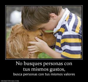 No busques personas con tus mismos gustos,  busca personas con tus mismos valores