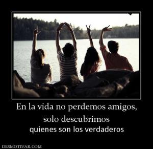 En la vida no perdemos amigos, solo descubrimos  quienes son los verdaderos
