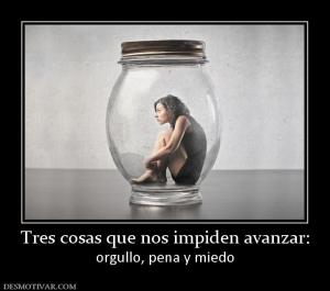 Tres cosas que nos impiden avanzar: orgullo, pena y miedo