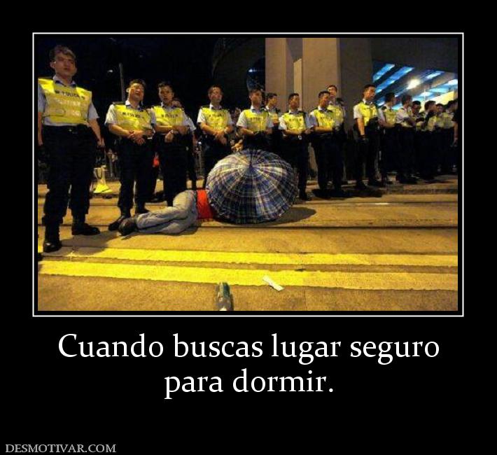 Cuando buscas lugar seguro para dormir.