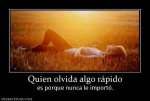 Quien olvida algo rápido es porque nunca le importó.