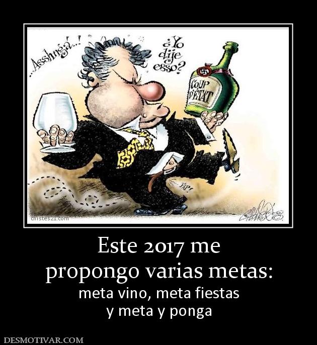 Este 2017 me propongo varias metas: meta vino, meta fiestas y meta y ponga