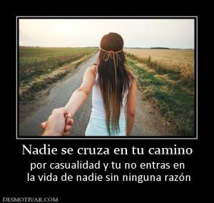 Nadie se cruza en tu camino por casualidad y tu no entras en  la vida de nadie sin ninguna razón