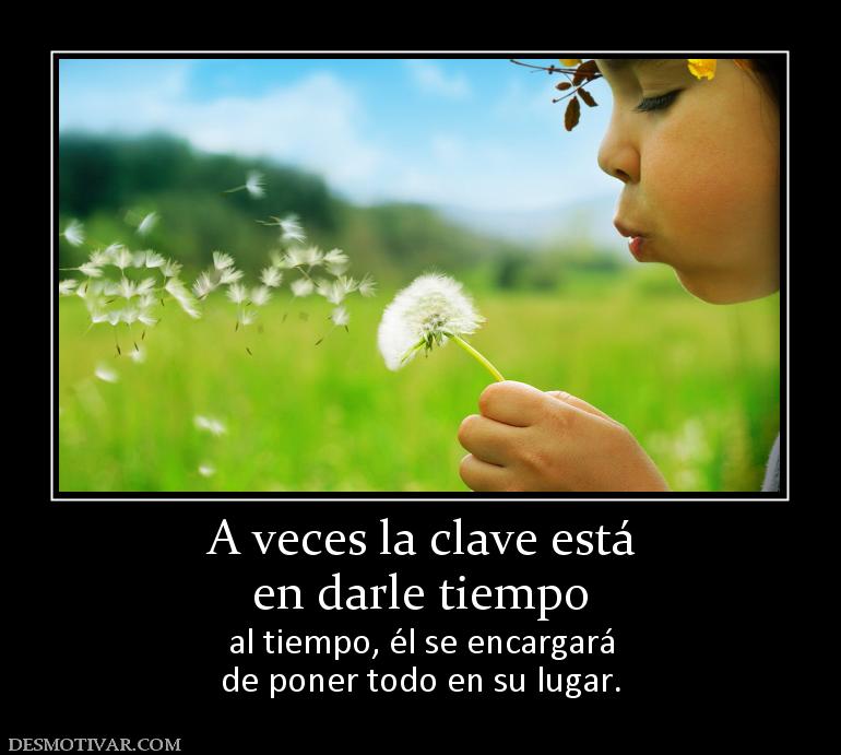 A veces la clave está en darle tiempo  al tiempo, él se encargará de poner todo en su lugar.