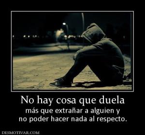 No hay cosa que duela más que extrañar a alguien y no poder hacer nada al respecto.