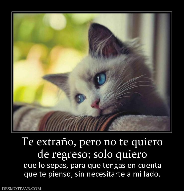 Te extraño, pero no te quiero de regreso; solo quiero  que lo sepas, para que tengas en cuenta que te pienso, sin necesitarte a mi lado.