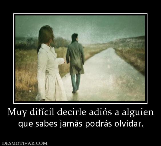 Muy difícil decirle adiós a alguien que sabes jamás podrás olvidar.