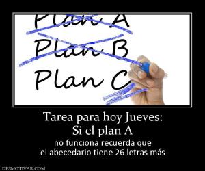 Tarea para hoy Jueves: Si el plan A no funciona recuerda que el abecedario tiene 26 letras más
