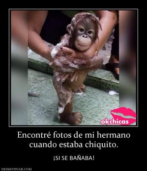 Encontré fotos de mi hermano cuando estaba chiquito.  ¡SI SE BAÑABA!