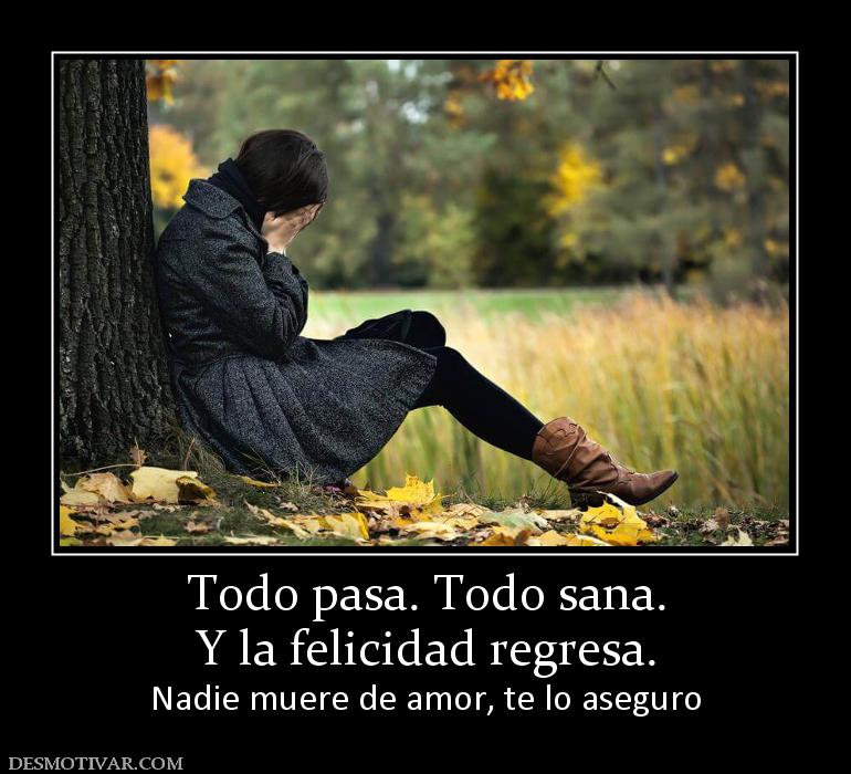 Todo pasa. Todo sana. Y la felicidad regresa.  Nadie muere de amor, te lo aseguro