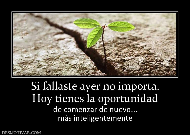 Si fallaste ayer no importa. Hoy tienes la oportunidad de comenzar de nuevo... más inteligentemente