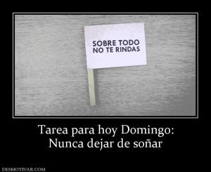 Tarea para hoy Domingo: Nunca dejar de soñar