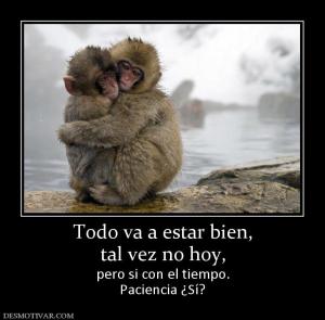 Todo va a estar bien, tal vez no hoy,  pero si con el tiempo. Paciencia ¿Sí?
