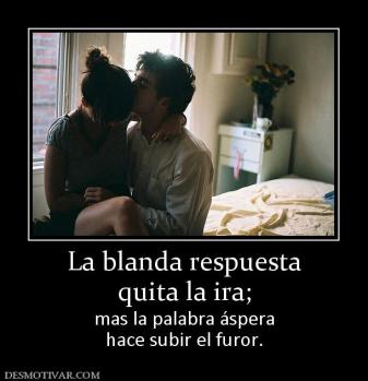 La blanda respuesta quita la ira; mas la palabra áspera hace subir el furor.
