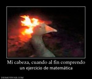 Mi cabeza, cuando al fin comprendo un ejercicio de matemática