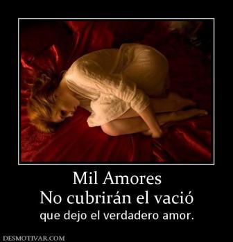 Mil Amores No cubrirán el vació  que dejo el verdadero amor.