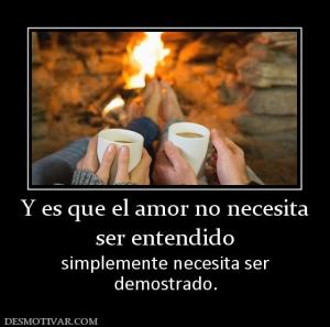 Y es que el amor no necesita ser entendido  simplemente necesita ser demostrado.
