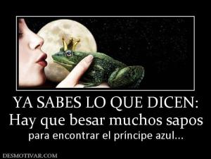 YA SABES LO QUE DICEN: Hay que besar muchos sapos para encontrar el príncipe azul...