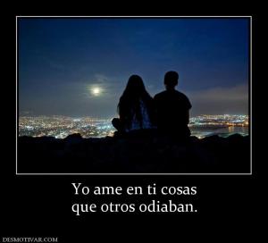 Yo ame en ti cosas que otros odiaban.