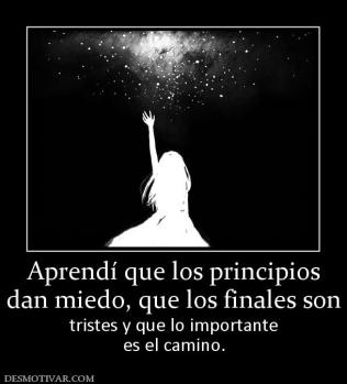 Aprendí que los principios dan miedo, que los finales son  tristes y que lo importante es el camino.