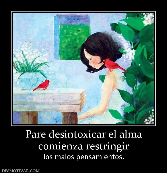 Pare desintoxicar el alma comienza restringir  los malos pensamientos.