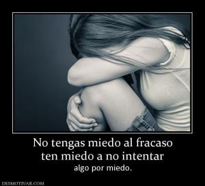 No tengas miedo al fracaso ten miedo a no intentar  algo por miedo.