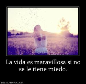 La vida es maravillosa si no se le tiene miedo.