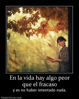 En la vida hay algo peor que el fracaso  y es no haber intentado nada.