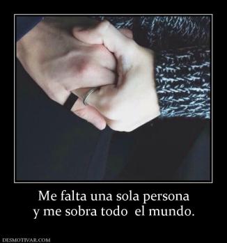 Me falta una sola persona y me sobra todo  el mundo.