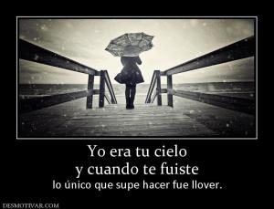 Yo era tu cielo y cuando te fuiste  lo único que supe hacer fue llover.