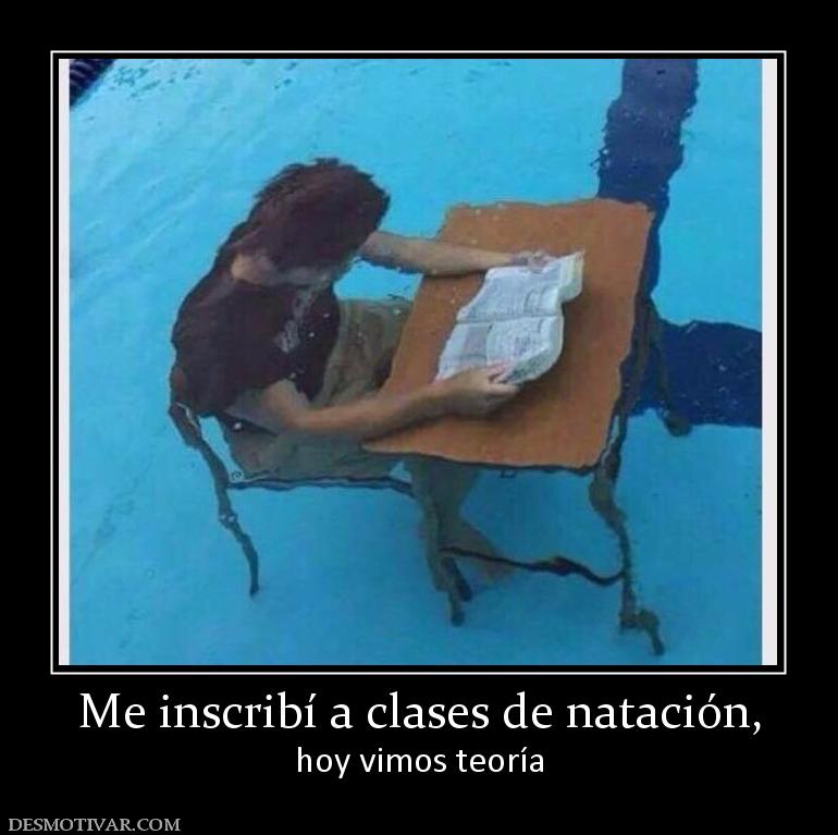 Me inscribí a clases de natación, hoy vimos teoría
