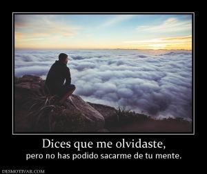 Dices que me olvidaste, pero no has podido sacarme de tu mente.