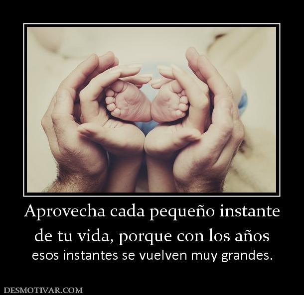 Aprovecha cada pequeño instante de tu vida, porque con los años esos instantes se vuelven muy grandes.
