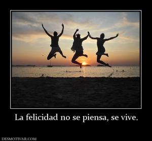 La felicidad no se piensa, se vive.