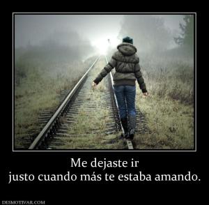 Me dejaste ir justo cuando más te estaba amando.