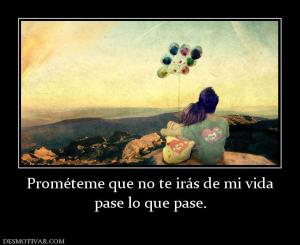 Prométeme que no te irás de mi vida pase lo que pase.