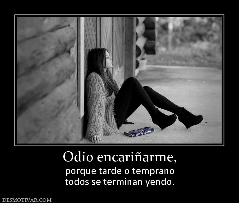 Odio encariñarme, porque tarde o temprano todos se terminan yendo.