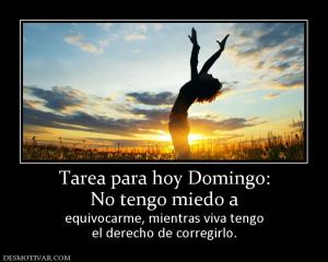 Tarea para hoy Domingo: No tengo miedo a  equivocarme, mientras viva tengo el derecho de corregirlo.