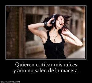 Quieren criticar mis raíces y aún no salen de la maceta.